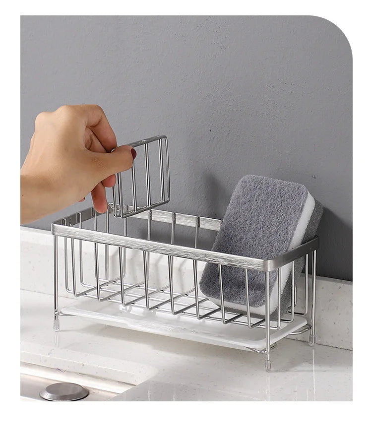 Sink Sponge Holder – Kitchen Rack & Organizer, Anti-Rust Dish & Scrubber Caddy