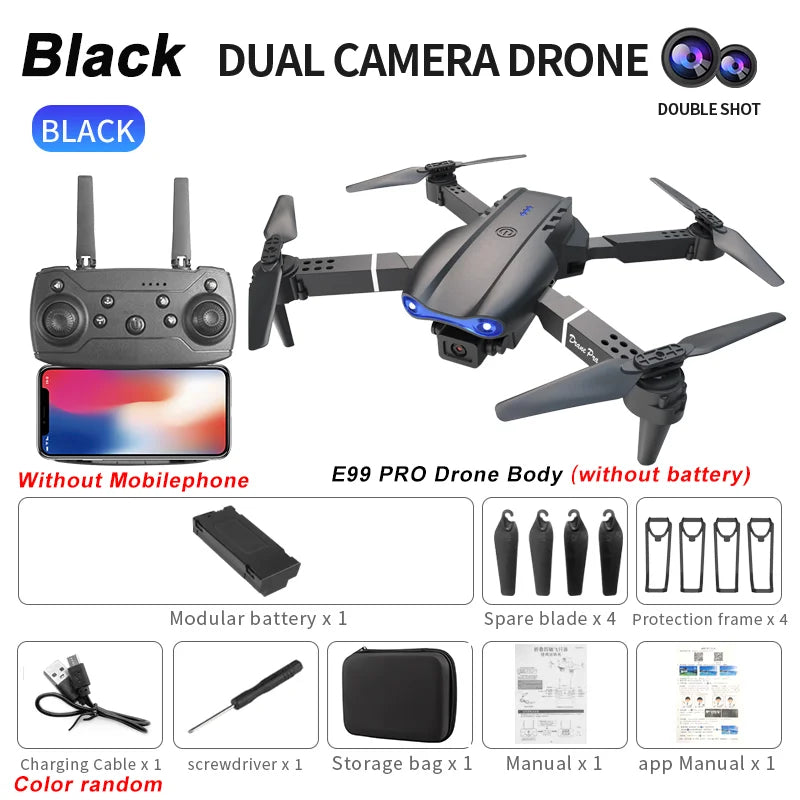 2024 E99Pro 4K RC Drone with HD Camera, Foldable WIFI FPV Helicopter