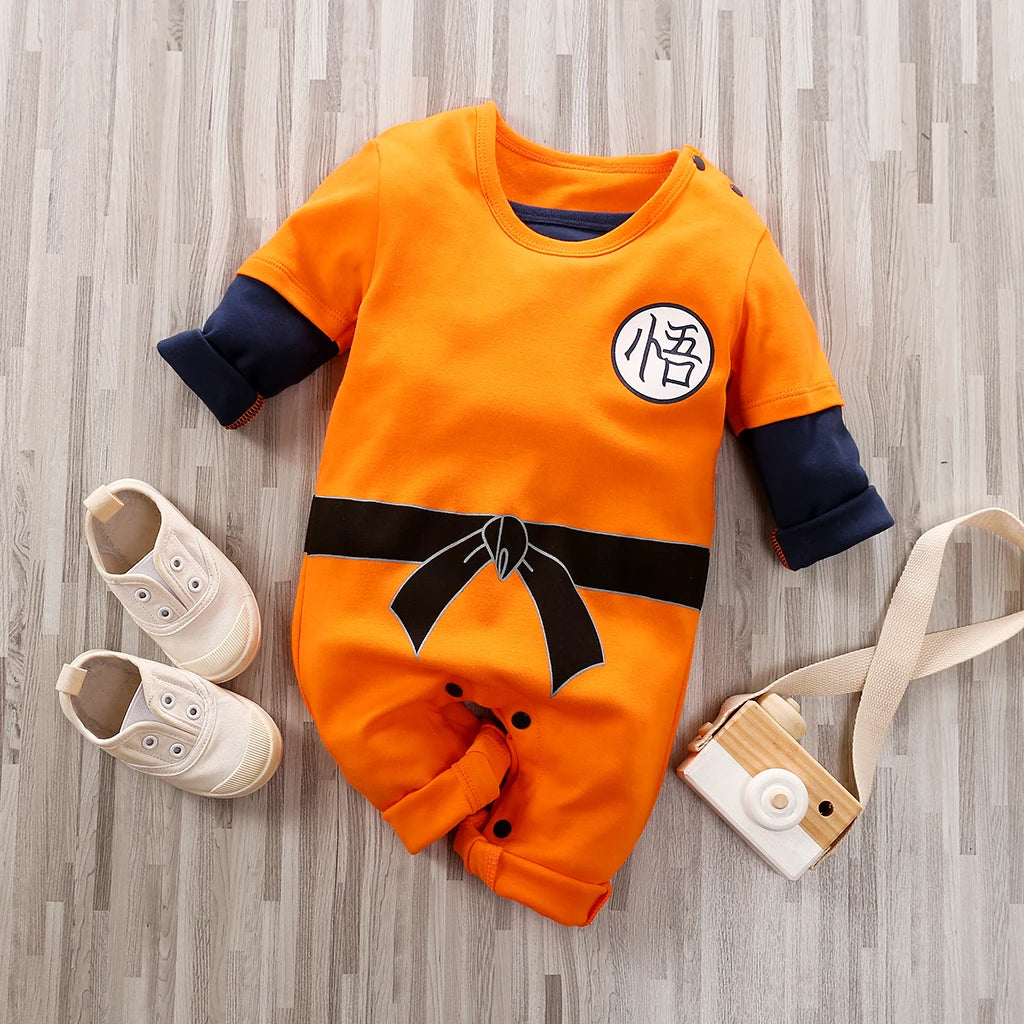 Baby Anime Orange Cotton Bodysuit – Long-Sleeve Training Suit