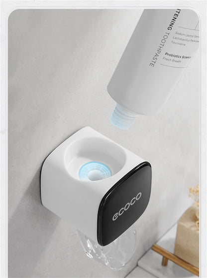 Automatic Wall-Mounted Toothpaste Dispenser & Squeezer Set