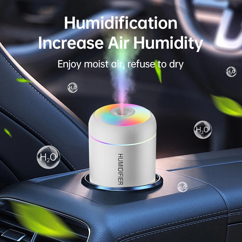 Mini USB Air Humidifier & Aroma Diffuser – 180ML, LED Lights, for Car & Home