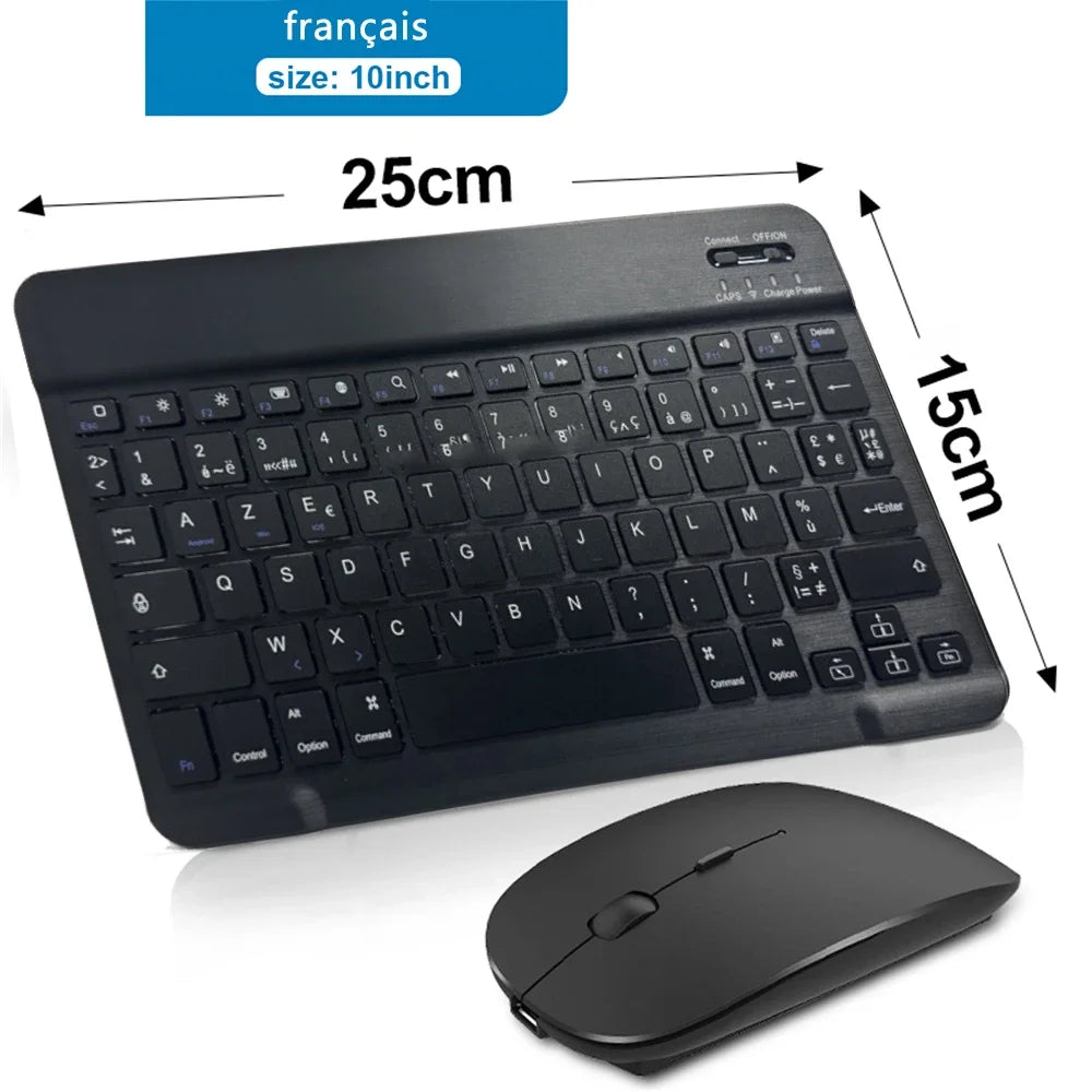 10-inch Bluetooth Wireless Keyboard for Mobile & Tablet, Rechargeable, Multi-language Support