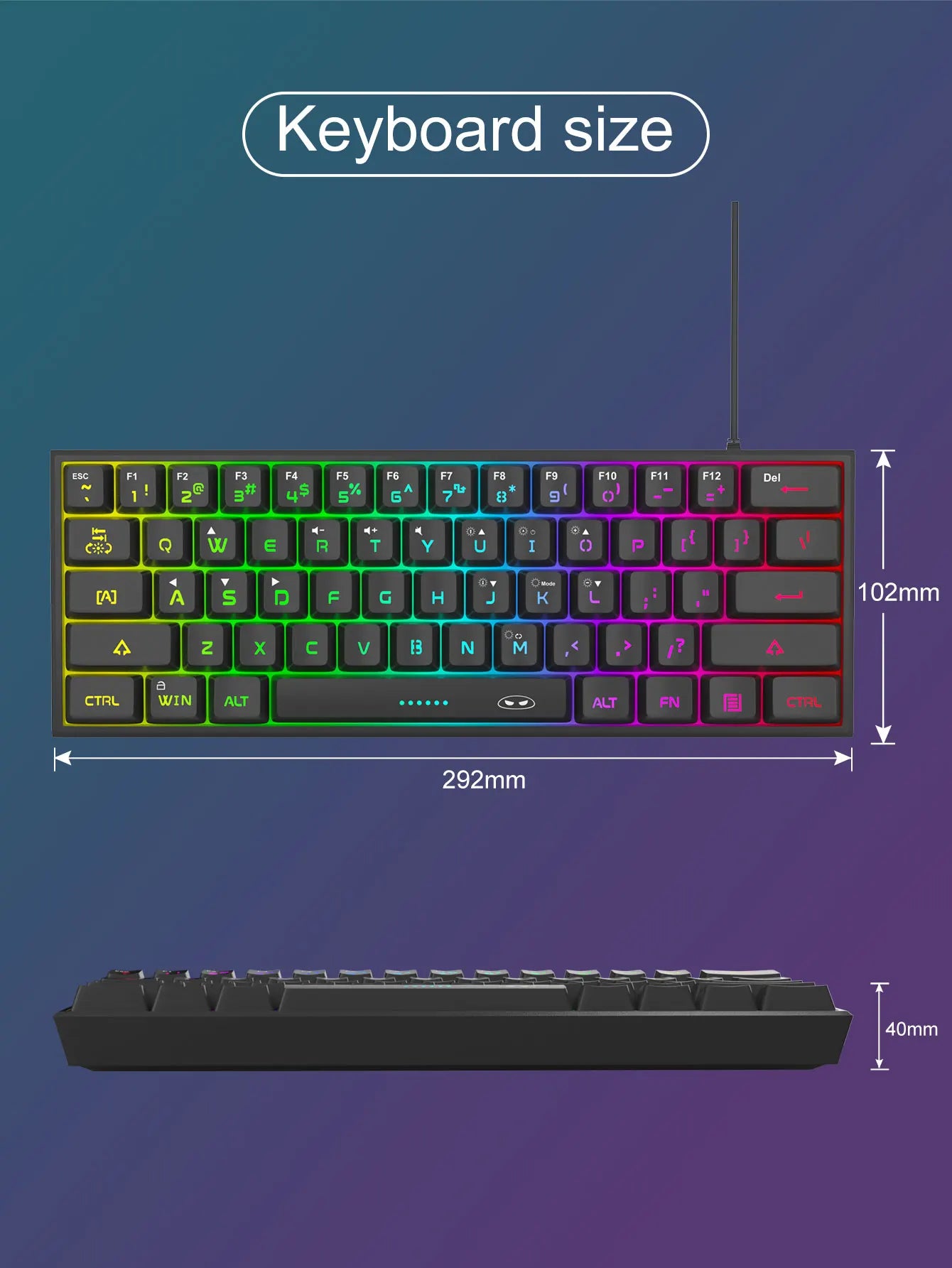 MageGee TS91 60% RGB Gaming Keyboard – Compact, Ergonomic, Waterproof