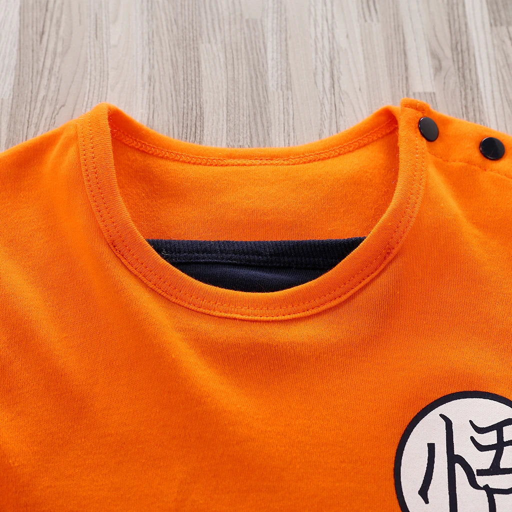 Baby Anime Orange Cotton Bodysuit – Long-Sleeve Training Suit