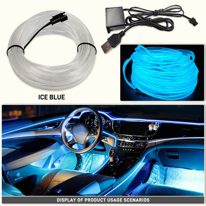 3M Car LED Neon Strip – USB Ambient Light for DIY Auto Decor