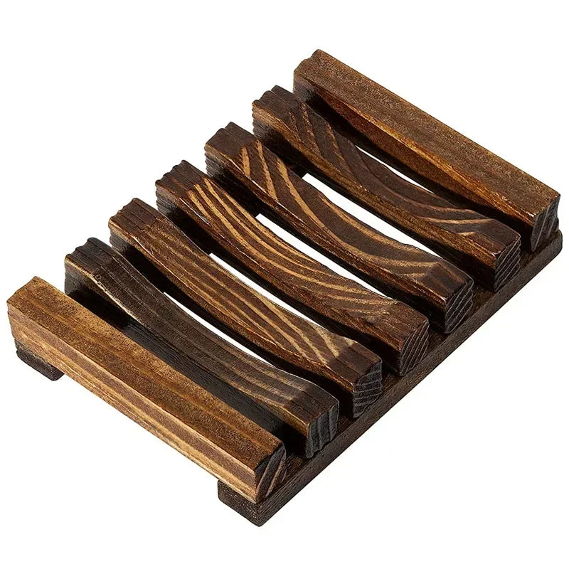 Natural Bamboo Soap Dish Holder with Drainage for Bathroom