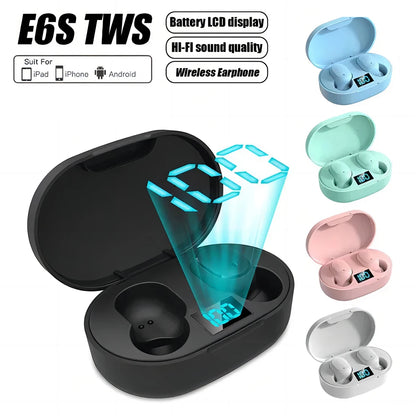 E6S TWS Bluetooth Wireless Earbuds with Mic & Charging Box