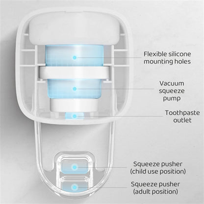 Automatic Wall-Mounted Toothpaste Dispenser & Squeezer Set