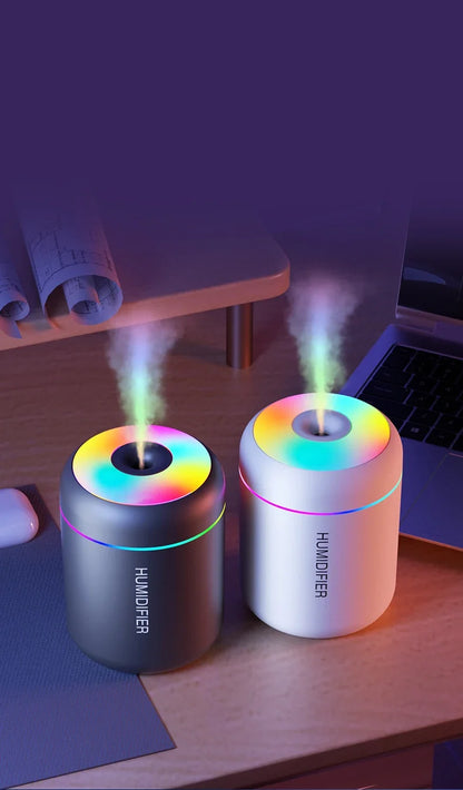 Mini USB Air Humidifier & Aroma Diffuser – 180ML, LED Lights, for Car & Home