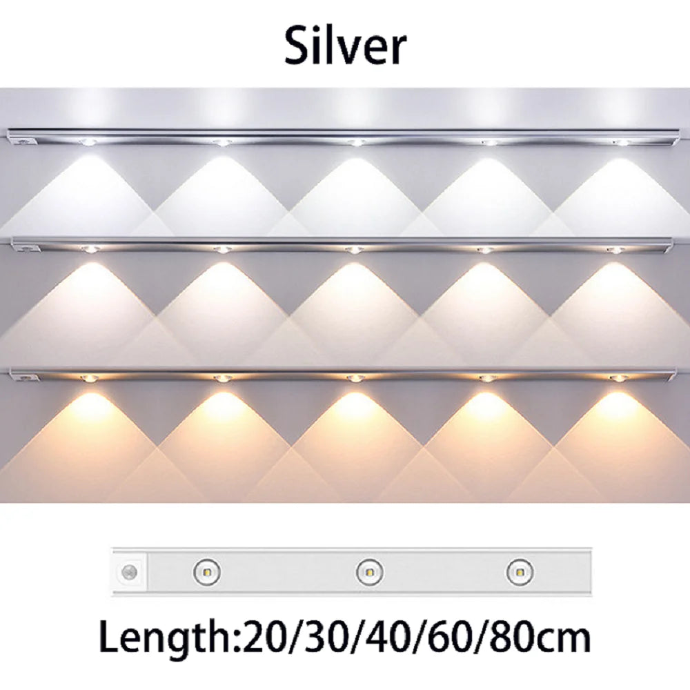 PZSUNLY USB Rechargeable Motion Sensor LED Cabinet Light – Kitchen & Wardrobe Lighting (20cm-80cm)