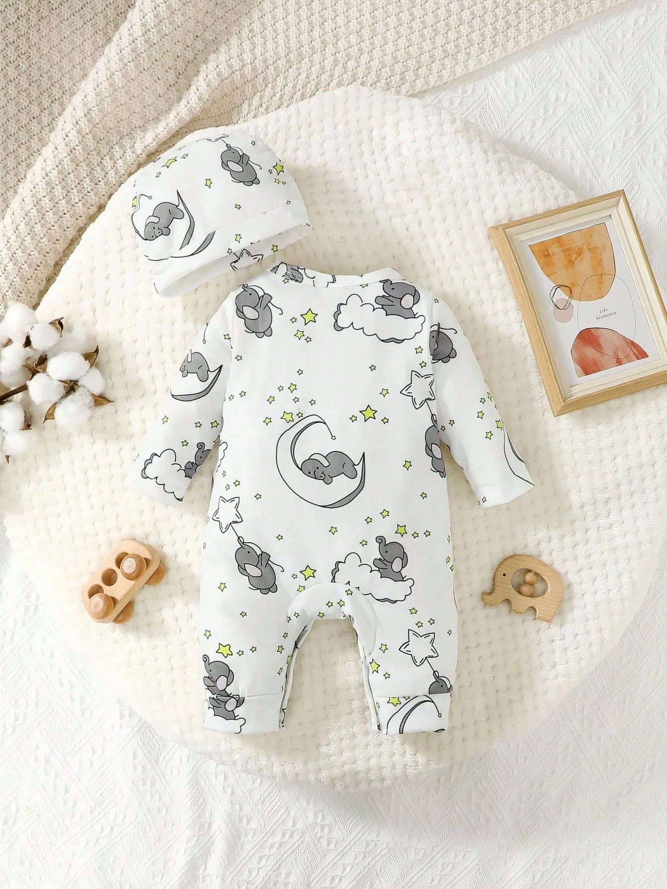 2-Piece Baby Elephant Romper & Hat Set