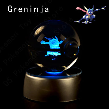 3D Crystal Pokeball Lamp – Pikachu, Mew, Gengar & More