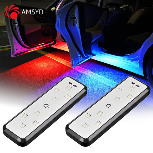 2PCS LED Car Door Welcome Lights – USB Rechargeable & Anti-Collision