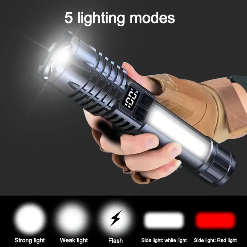 High Power Rechargeable LED Flashlight with Side Light