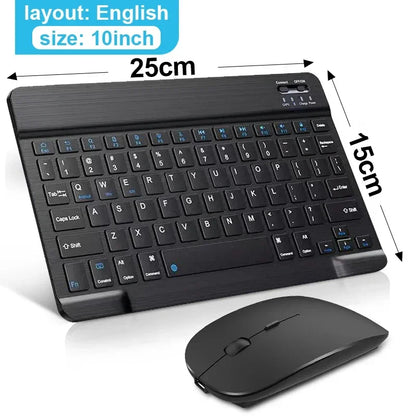 10-inch Bluetooth Wireless Keyboard for Mobile & Tablet, Rechargeable, Multi-language Support