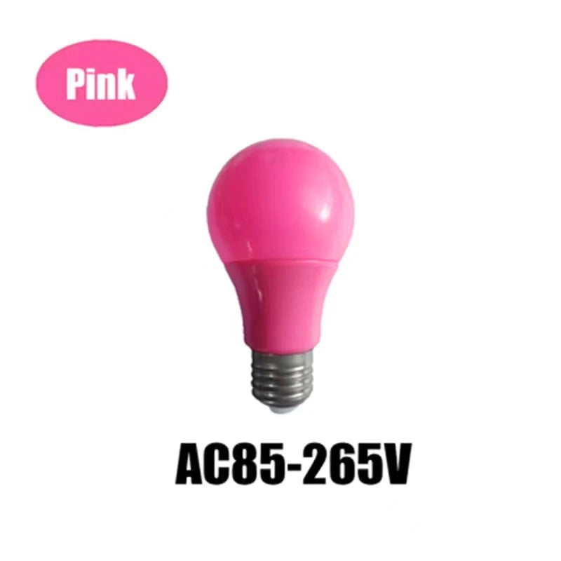 Colorful LED Bulb E27 – 3W-12W, Red, Blue, Green, Yellow, Pink, for KTV, Party & Home Decor