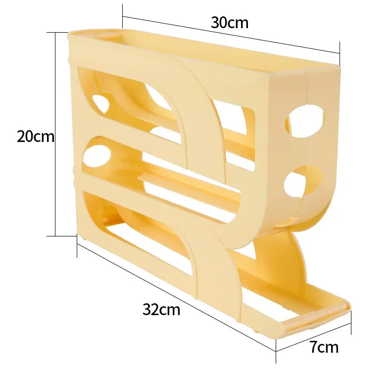 3/4-Layer Rolling Egg Storage Box – Automatic Slide Rack for Refrigerator Side Door