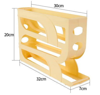 3/4-Layer Rolling Egg Storage Box – Automatic Slide Rack for Refrigerator Side Door