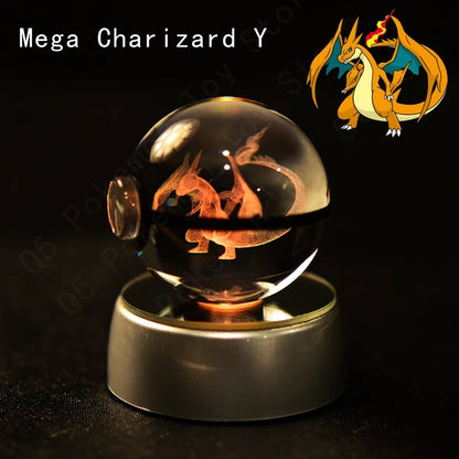 3D Crystal Pokeball Lamp – Pikachu, Mew, Gengar & More