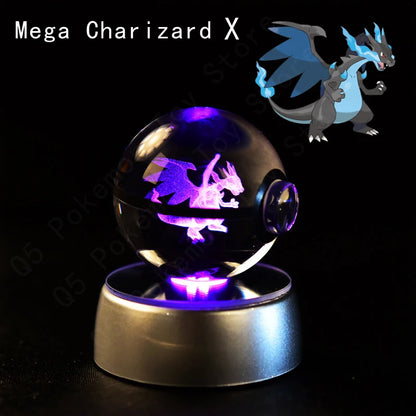 3D Crystal Pokeball Lamp – Pikachu, Mew, Gengar & More