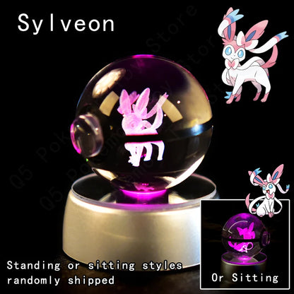 3D Crystal Pokeball Lamp – Pikachu, Mew, Gengar & More