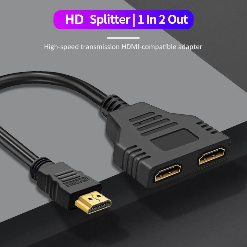 HDMI 1080P 2-Port Y Splitter 1 In 2 Out Adapter