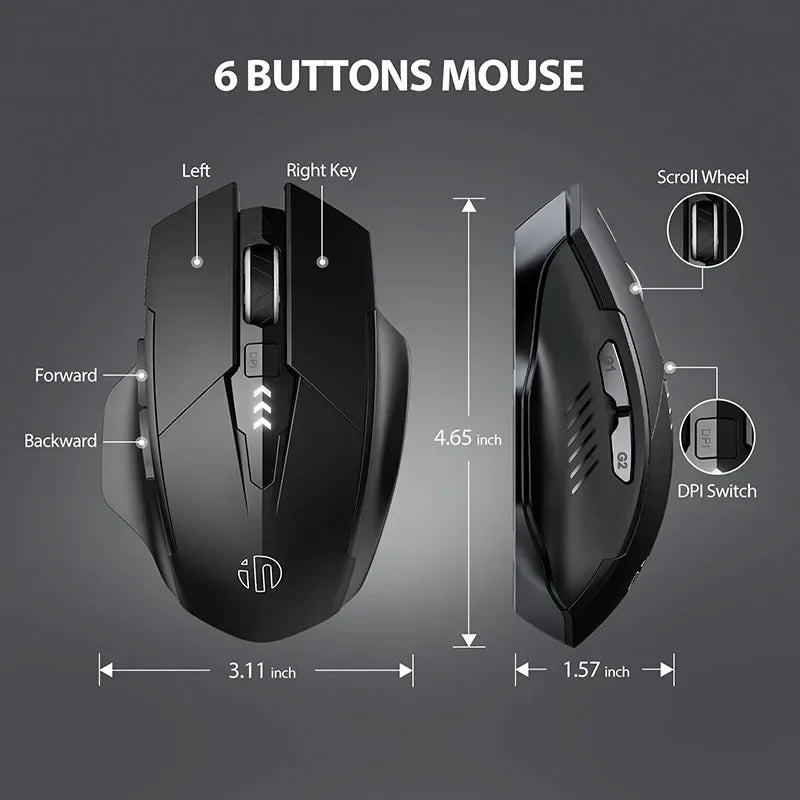 INPHIC F1 Wireless Mouse – Ergonomic, Rechargeable, Silent for Laptop & Desktop