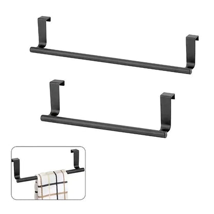 Steel Over-Cabinet Towel Rack with Punch-Free Hanging Organizer