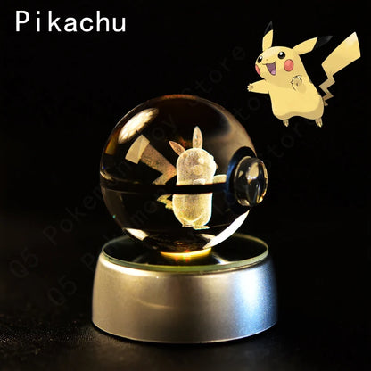 3D Crystal Pokeball Lamp – Pikachu, Mew, Gengar & More