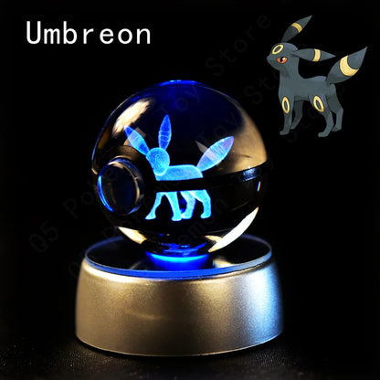 3D Crystal Pokeball Lamp – Pikachu, Mew, Gengar & More