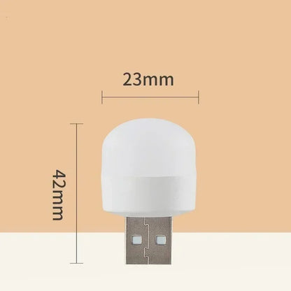 Mini USB Night Light – Warm White LED, Eye Protection for Reading, Computer & Power Bank Use