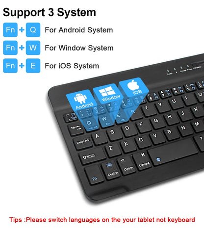 10-inch Bluetooth Wireless Keyboard for Mobile & Tablet, Rechargeable, Multi-language Support