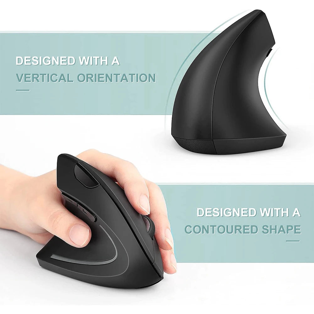 Ergonomic Vertical Wireless Mouse – 2.4GHz, 3 Adjustable DPI for PC & Laptop