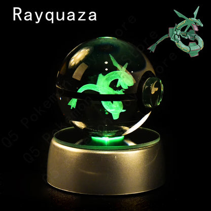 3D Crystal Pokeball Lamp – Pikachu, Mew, Gengar & More