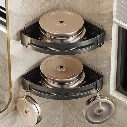 No-Punch Bathroom Shampoo & Towel Holder Shelf