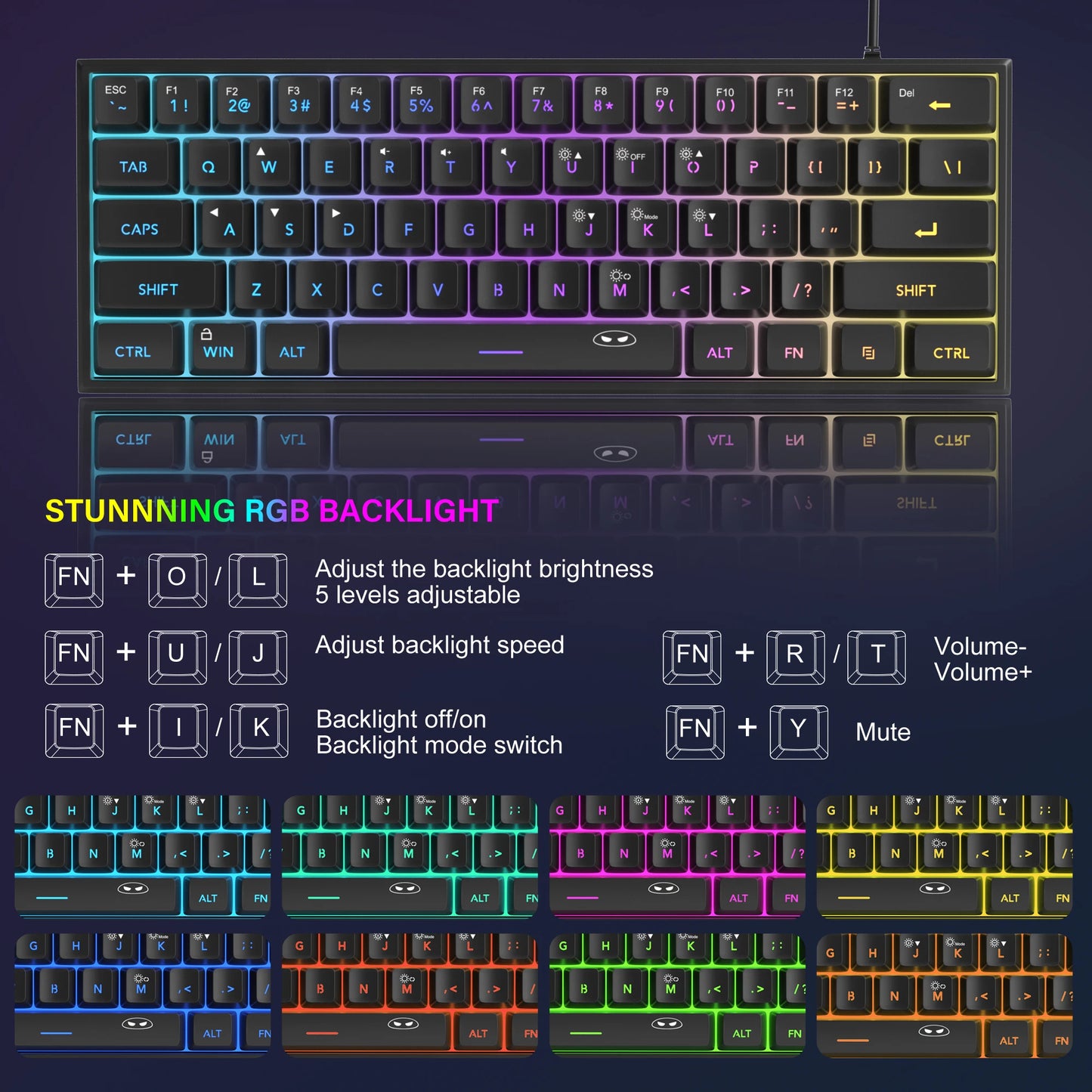 MageGee TS91 60% RGB Gaming Keyboard – Compact, Ergonomic, Waterproof