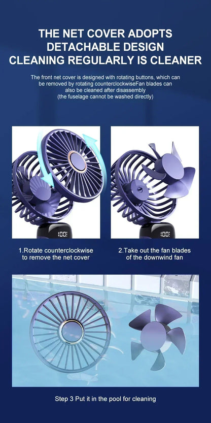 Portable Rechargeable Neck Fan with USB & Cooling Blades