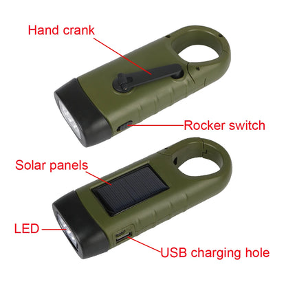 Emergency Hand Crank Power Bank & LED Flashlight