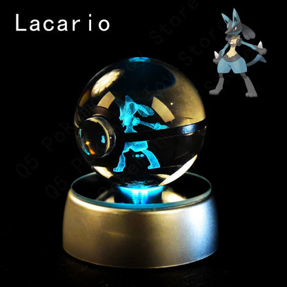 3D Crystal Pokeball Lamp – Pikachu, Mew, Gengar & More