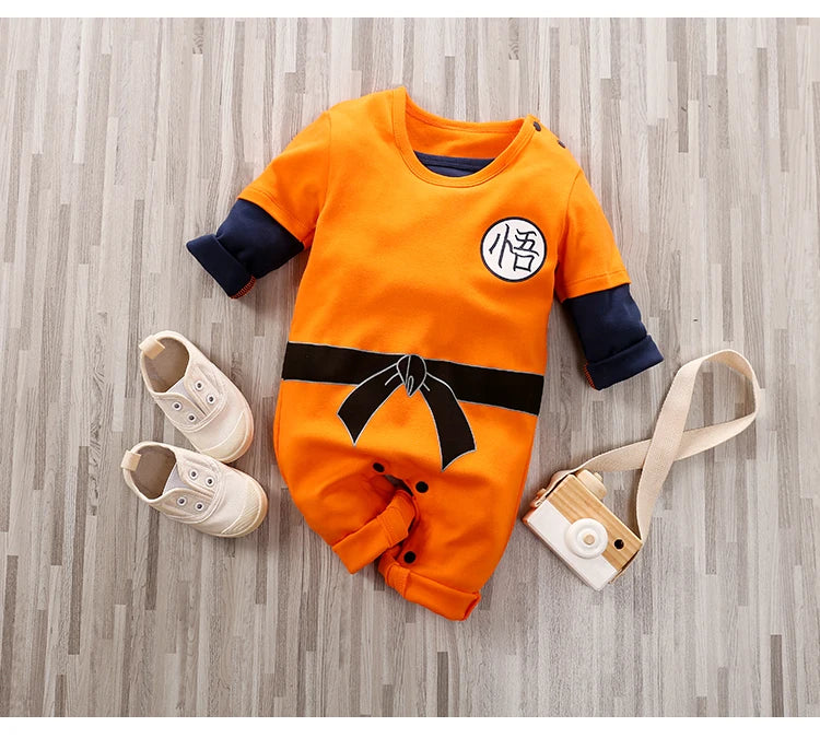 Baby Anime Orange Cotton Bodysuit – Long-Sleeve Training Suit