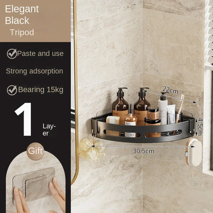 No-Punch Bathroom Shampoo & Towel Holder Shelf