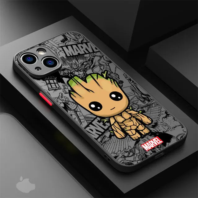 Cartoon Marvel Groot & Spiderman Shockproof Case for iPhone