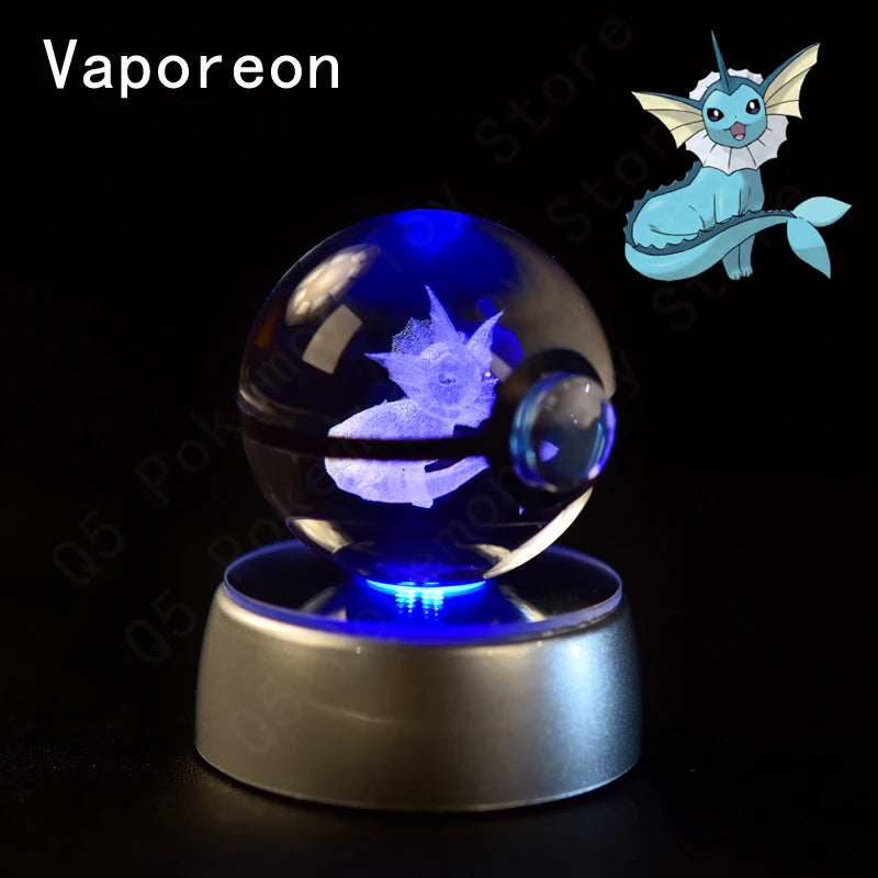 3D Crystal Pokeball Lamp – Pikachu, Mew, Gengar & More