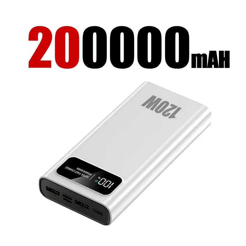 200,000mAh Power Bank – 120W Fast Charging for iPhone, Samsung, Xiaomi & More