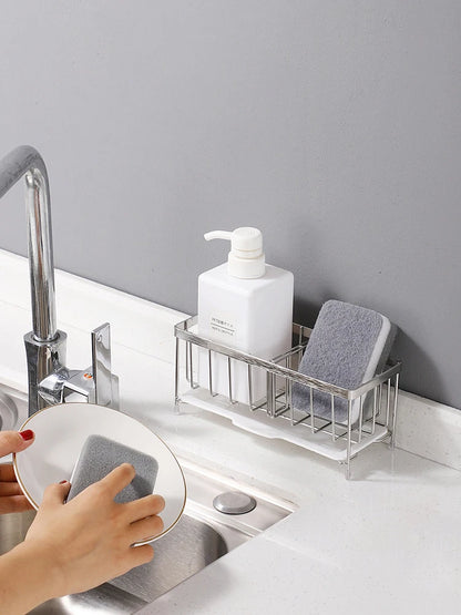 Sink Sponge Holder – Kitchen Rack & Organizer, Anti-Rust Dish & Scrubber Caddy