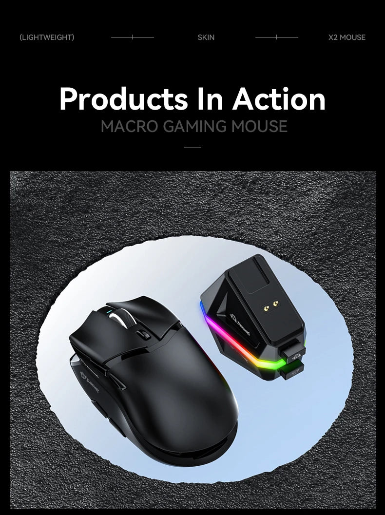 X2 Wireless RGB Gaming Mouse – 24000DPI, Tri-Mode, Magnetic Charger