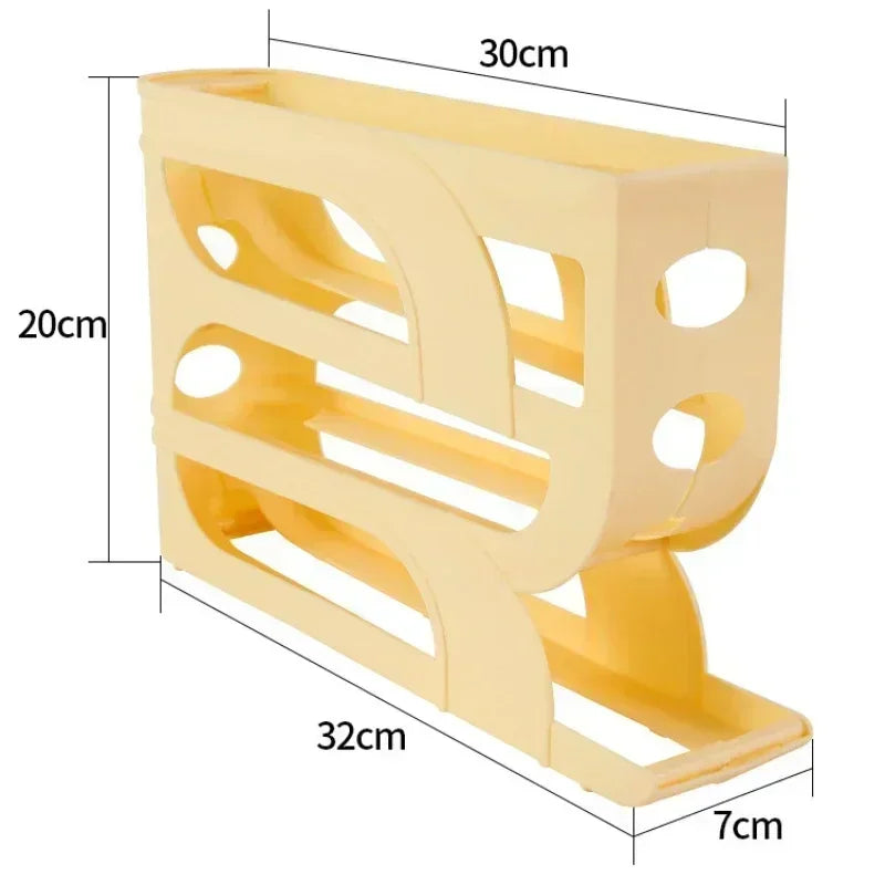 3/4-Layer Rolling Egg Storage Box – Automatic Slide Rack for Refrigerator Side Door