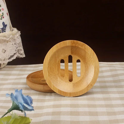 Natural Bamboo Soap Dish Holder with Drainage for Bathroom