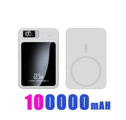 100000mAh Magnetic Wireless Power Bank, 22.5W Fast Charging for iPhone, Samsung, Xiaomi