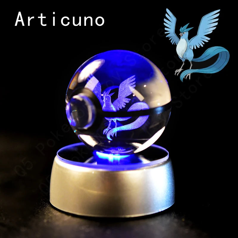 3D Crystal Pokeball Lamp – Pikachu, Mew, Gengar & More